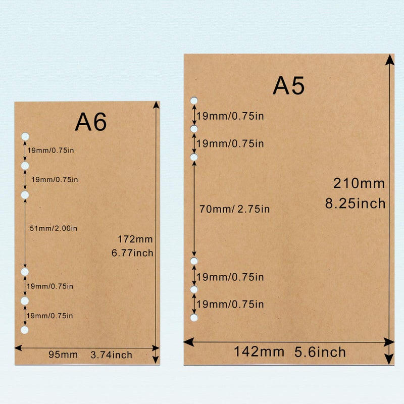 Toplive A5 Refill Paper, [3 Pack] Toplive 100GSM Thick Refillable Paper 6 Hole Filler Inserts Loose Leaf Paper 135 Sheets (270 Pages) for 6 Ring Binder Journal Notebook-Kraft Paper - Image 3